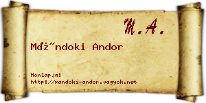 Mándoki Andor névjegykártya